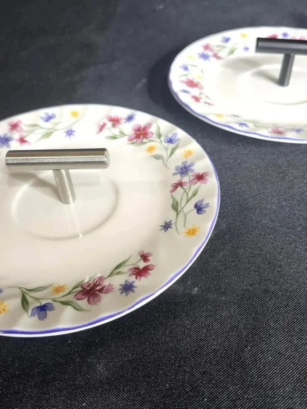 Vintage Floral Jewelry Dish Ring Holder Tray Upcycled Retro Vanity Organizer